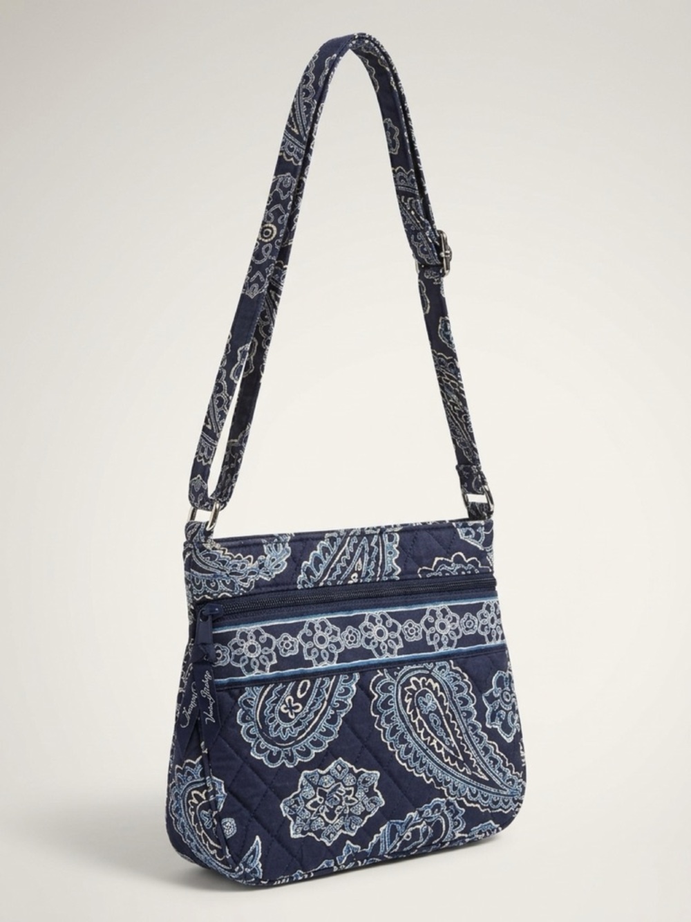 Hipster Quilted Paisley Crossbody Bag in Navy